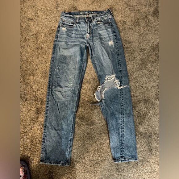 American Eagle 90's Straight Jeans Women's Strigid Stitch Detail Denim Size 2 - Picture 5 of 13